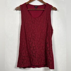 Talbots Maroon Lace Front Tank Top